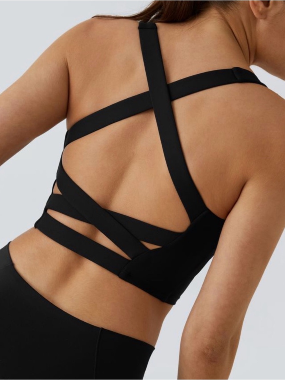 HALARA- SoftlyZeroAiry Square Neck Backless Crisscross Cropped Cool Touch Yoga